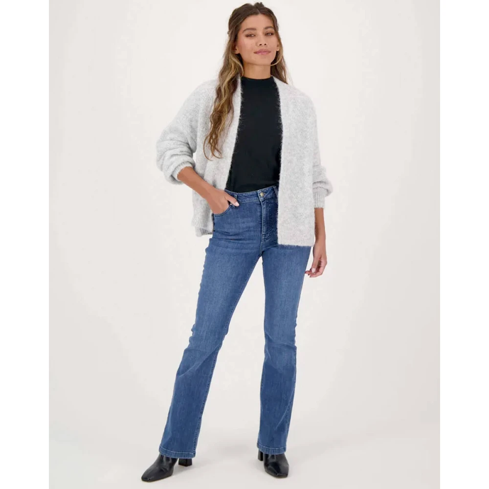 Zusss Flare Jeans in Donkerblauw Blue Dames