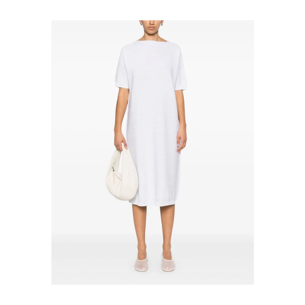 Fabiana Filippi Witte Crew Neck Jurk Korte Mouwen White Dames