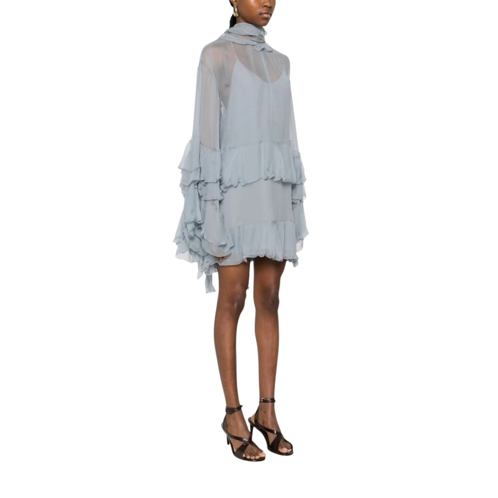 Chloé Women's Blue Ruffled Mini Dress - Short Dresses - S - Dresses