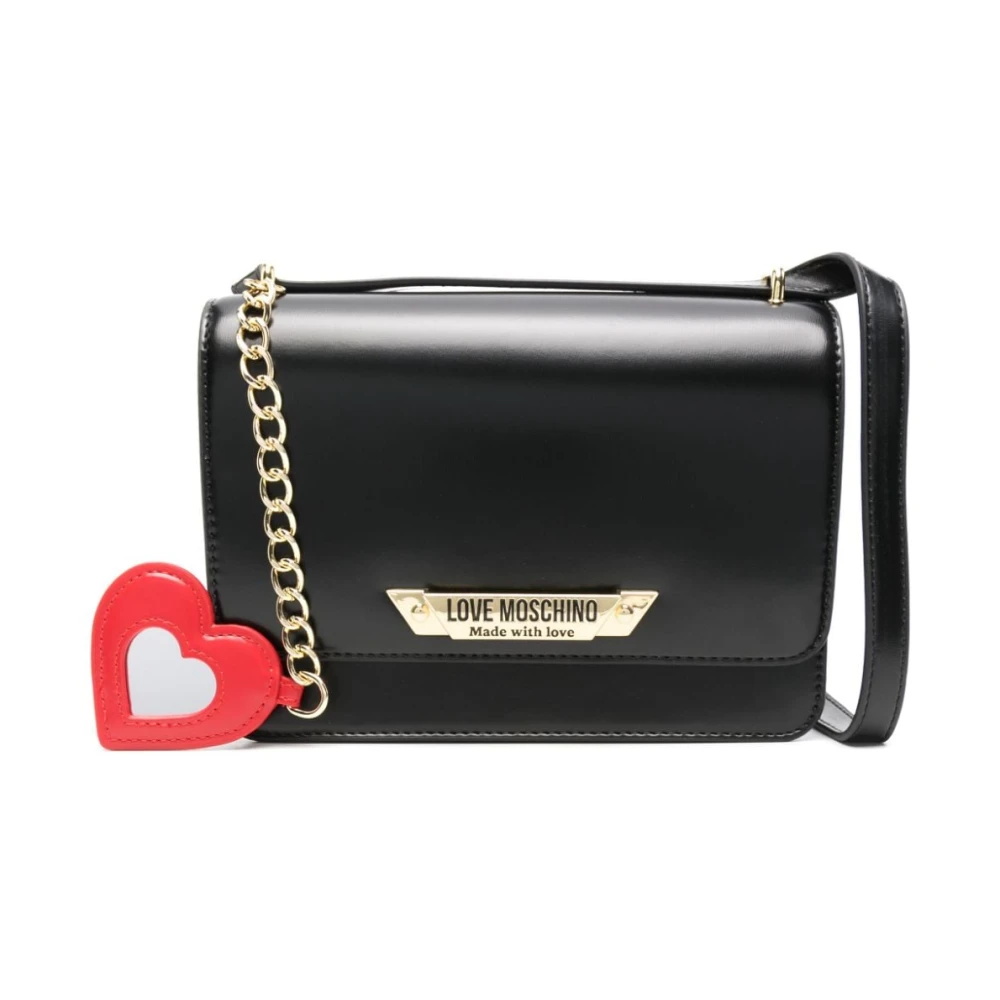 Love Moschino Zwarte Faux Leren Schoudertas Black Dames