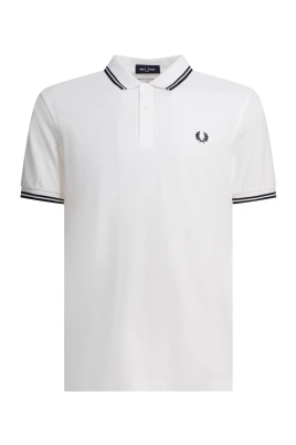 Vit Polo Skjorta med Wing Tip Krage