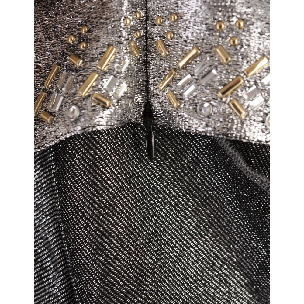 Paco Rabanne Zilveren Lamé Crop Top met Gouden Studs Gray Dames
