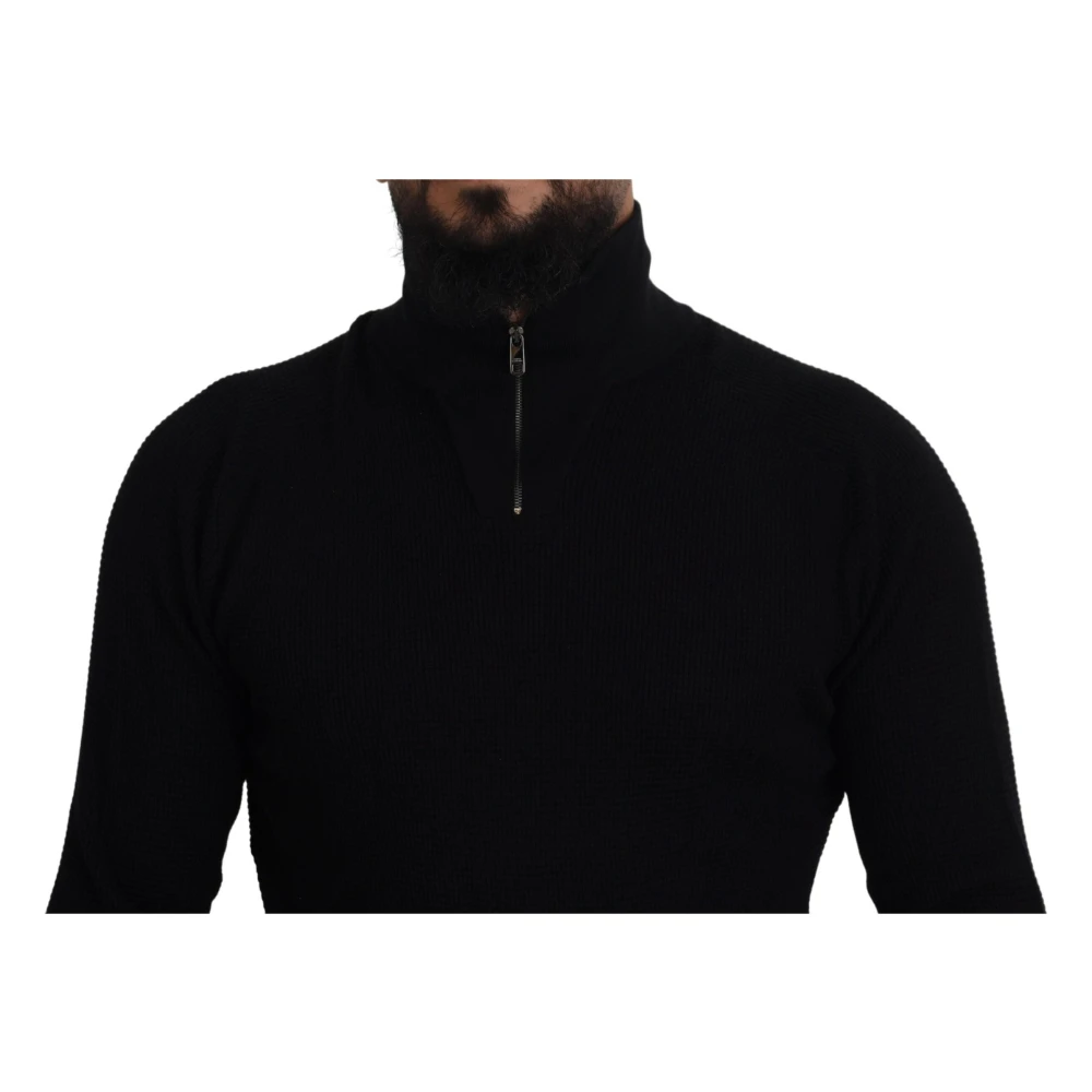 Dolce & Gabbana Luxe Zwarte Zijdeblend Trui Black Heren