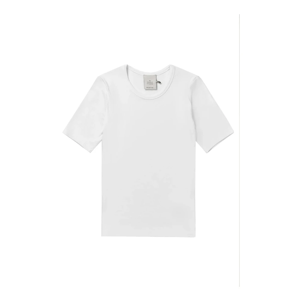 Munthe Women's White T-Shirts, 2XL, Ribbed Top
