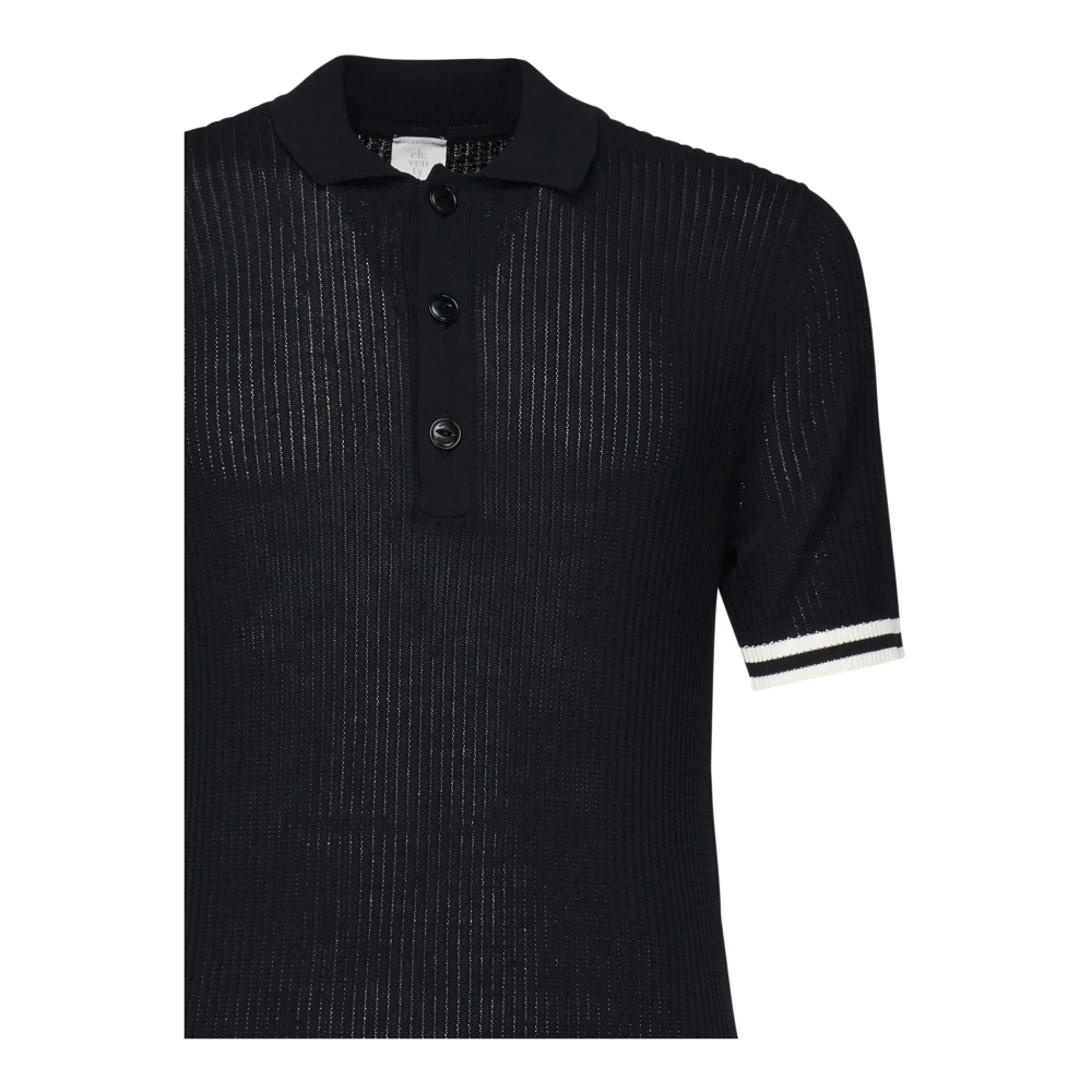 Eleventy Gebreide poloshirt met contraststrepen Blue Heren