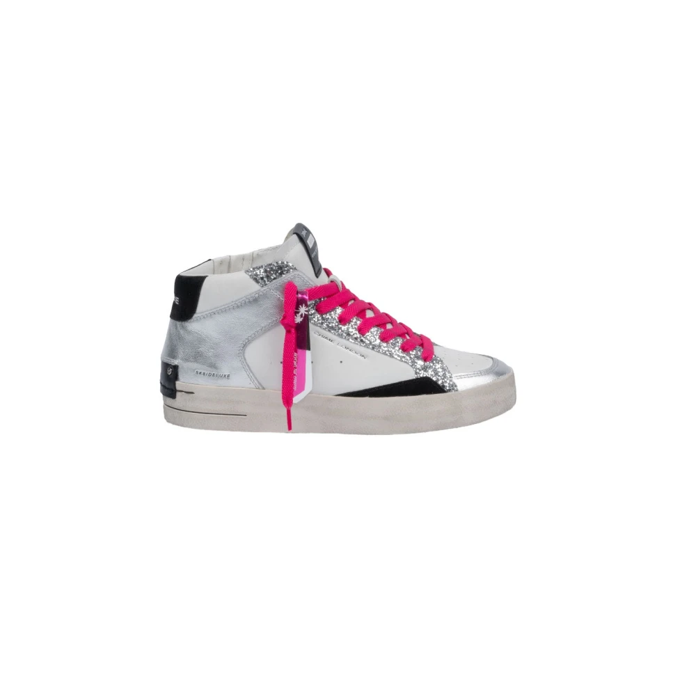 Crime London Deluxe Mid Wit en Zilver Skate Sneakers Gray Dames