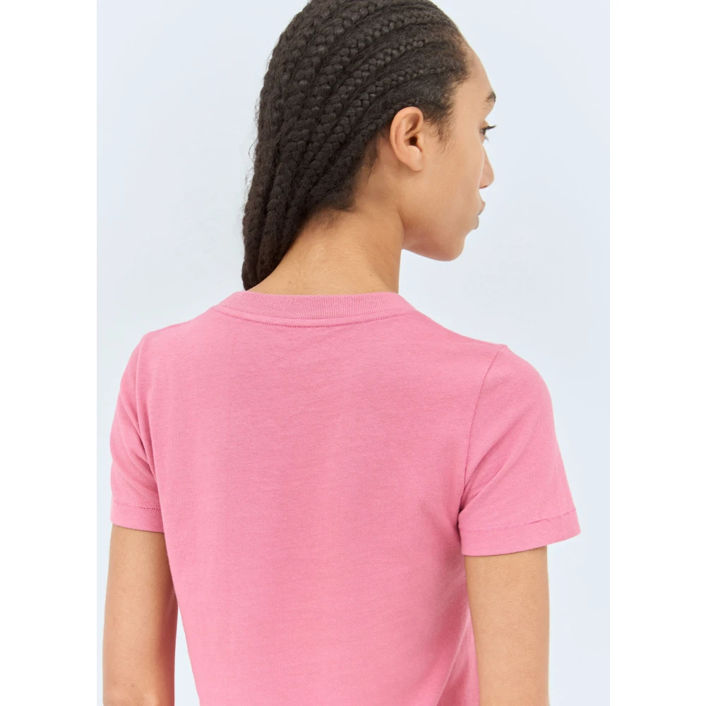 Chloé Katoen Logo T-shirt Korte Mouw Pink Dames
