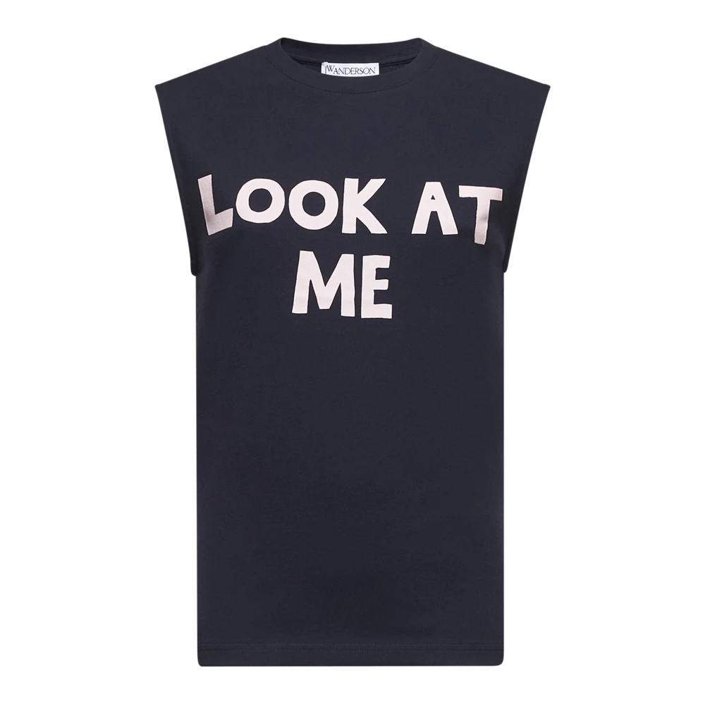 JW Anderson Blauw Mouwloos Grafisch Print Top Blue Dames
