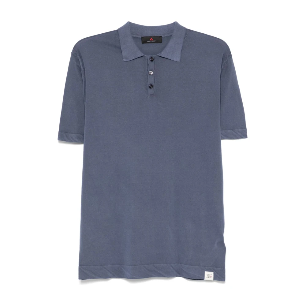 Peuterey Blauwe knoopsluiting T-shirt en Polo Blue Heren