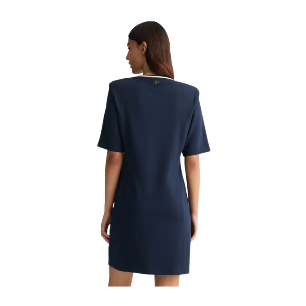 Liu Jo Blauwe Jersey Jurk met Ronde Hals Blue Dames