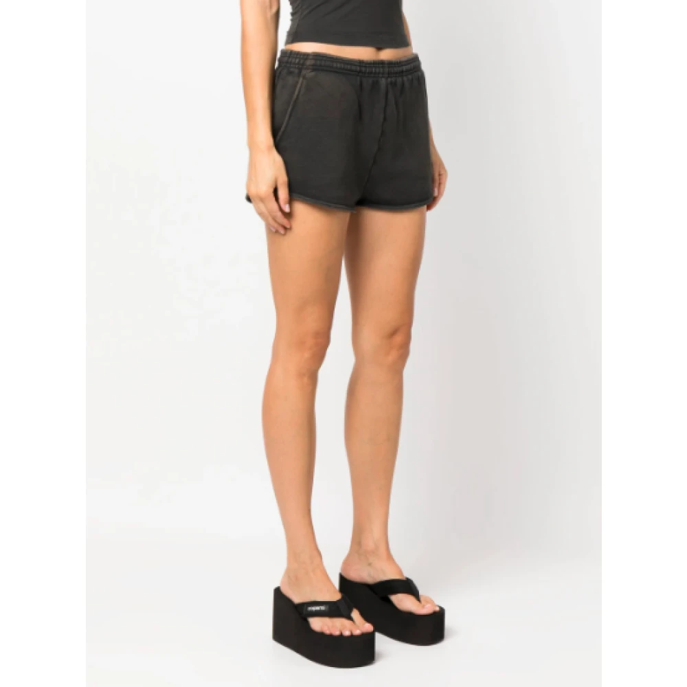 Entire Studios Zwarte Gewassen Micro Shorts Black Dames