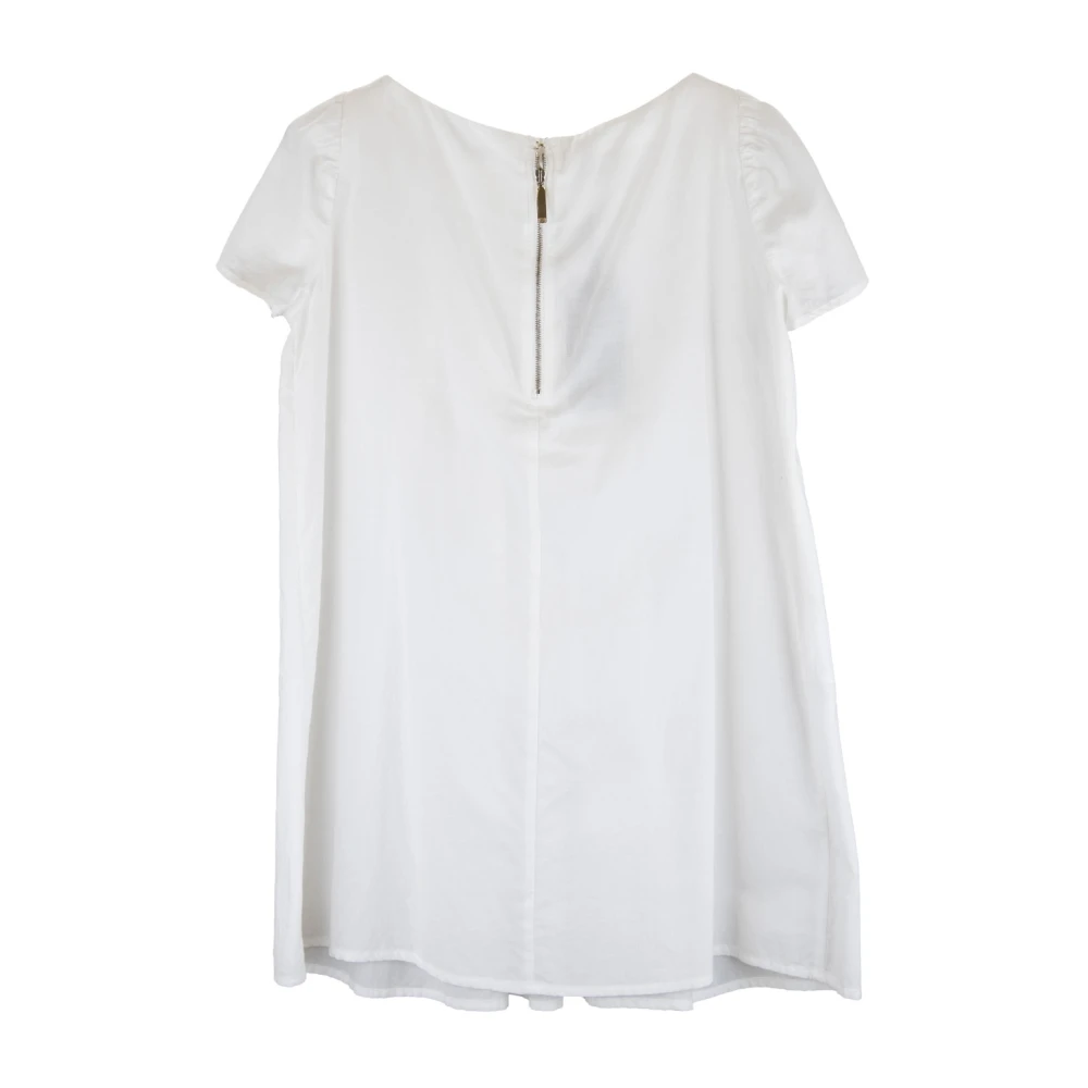 Elisabetta Franchi Korte Katoenen Jurk met Rits Haak White Dames