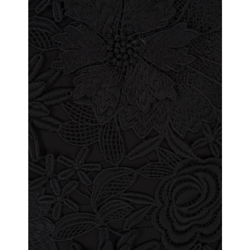 Giuseppe Di Morabito Zwarte Bloemen Macramé Mouwloze Top Black Dames