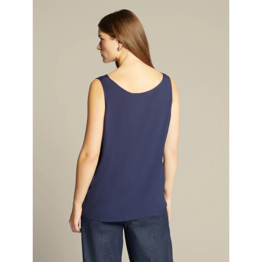 Elena Mirò Eco-Viscose Chinakrepp Top Blue Dames
