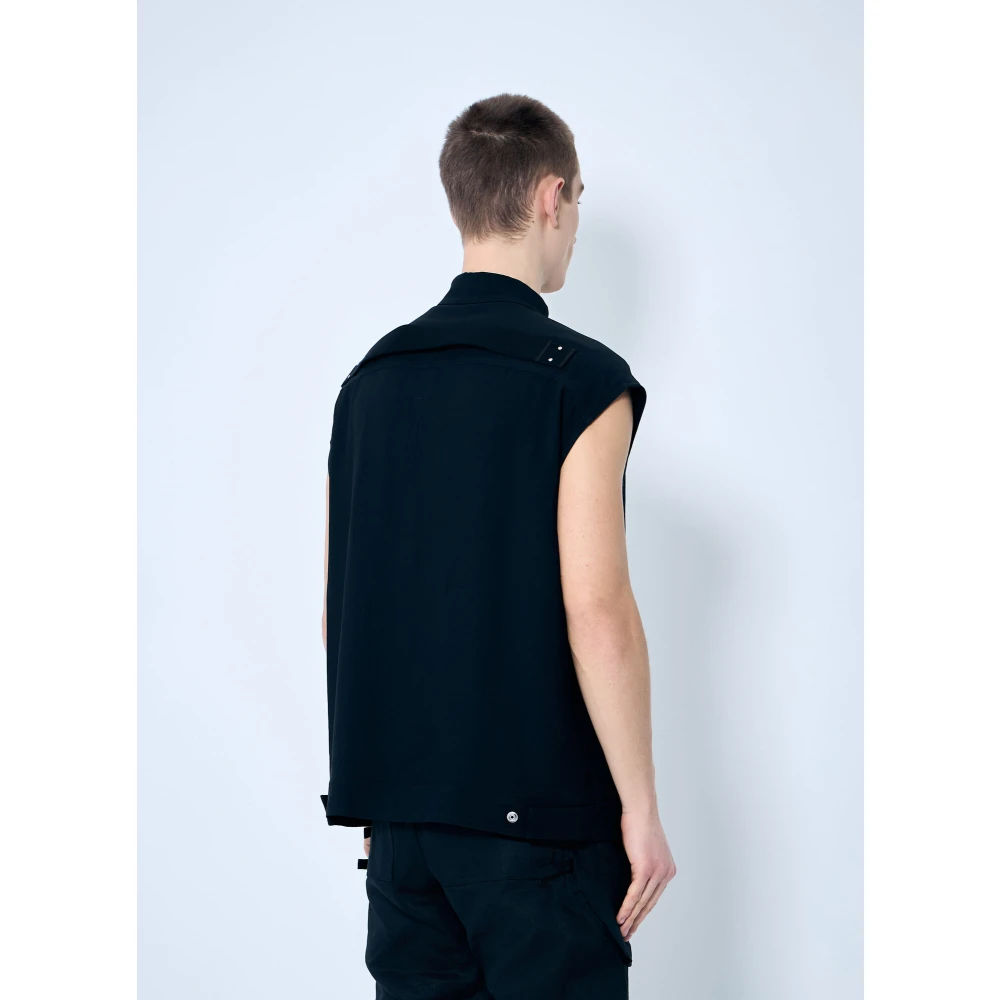 Rick Owens Mouwloos Overshirt met Zakken met Rits Black Heren