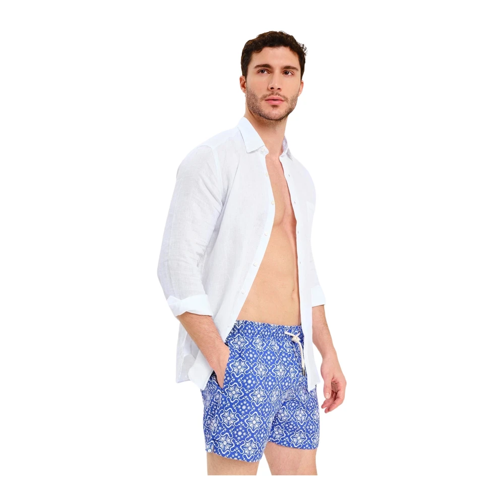 Peninsula Mediterrane Stijl Linnen Zwemkleding Blue Heren