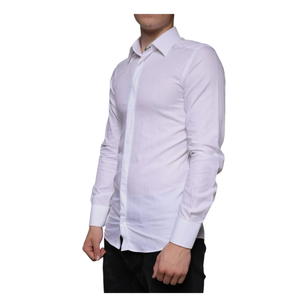 Dolce & Gabbana Witte Katoenen Overhemd Slim Fit White Heren