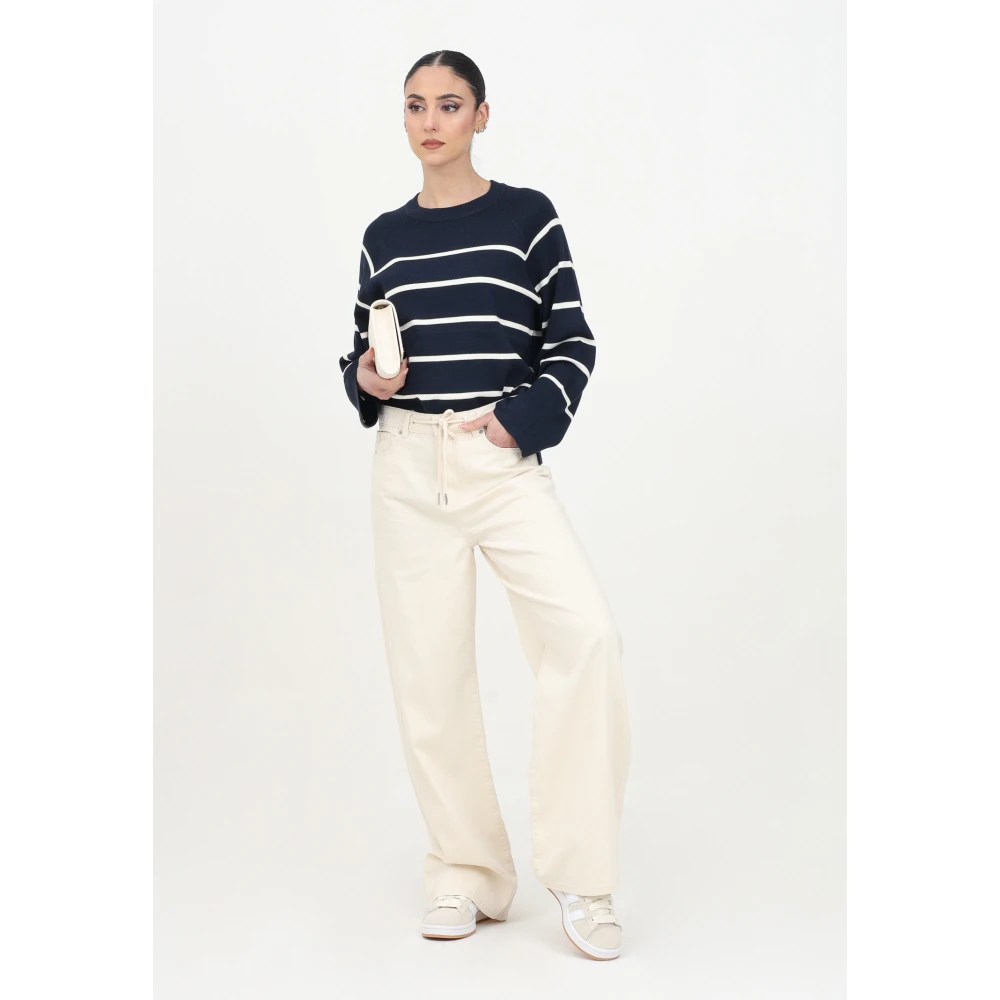 Only Beige Wijde Pijp Denim Jeans Beige Dames