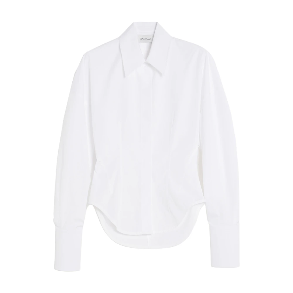 SPORTMAX Oversized Wit Shirt met Zichtbare Stiksels White Dames