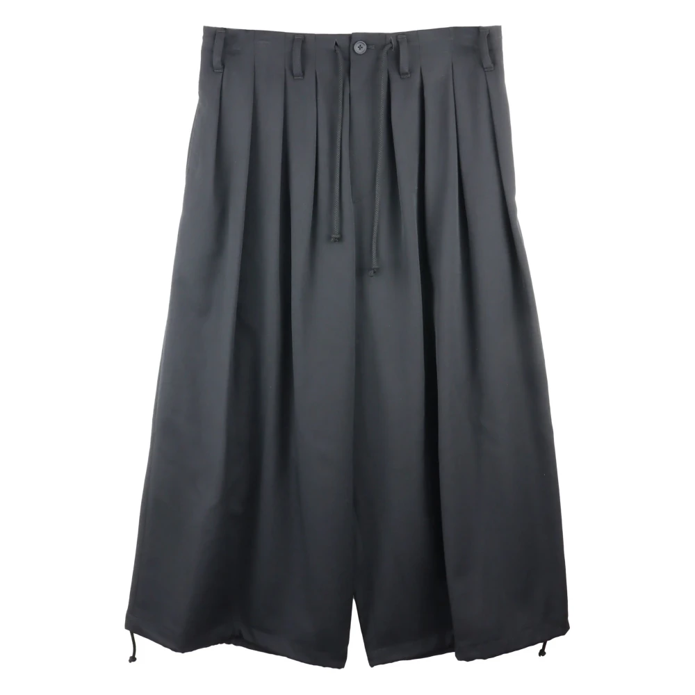 Yohji Yamamoto Zwarte Geplooide Wollen Broek Black Heren