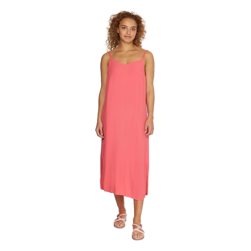 Tommy Jeans Essential Cami Midi Jurk Pink Dames