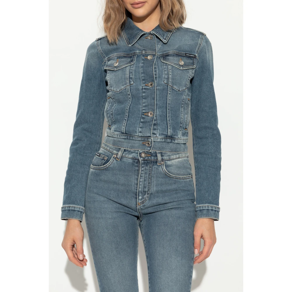 Dolce & Gabbana Denim jas met vintage effect Blue Dames
