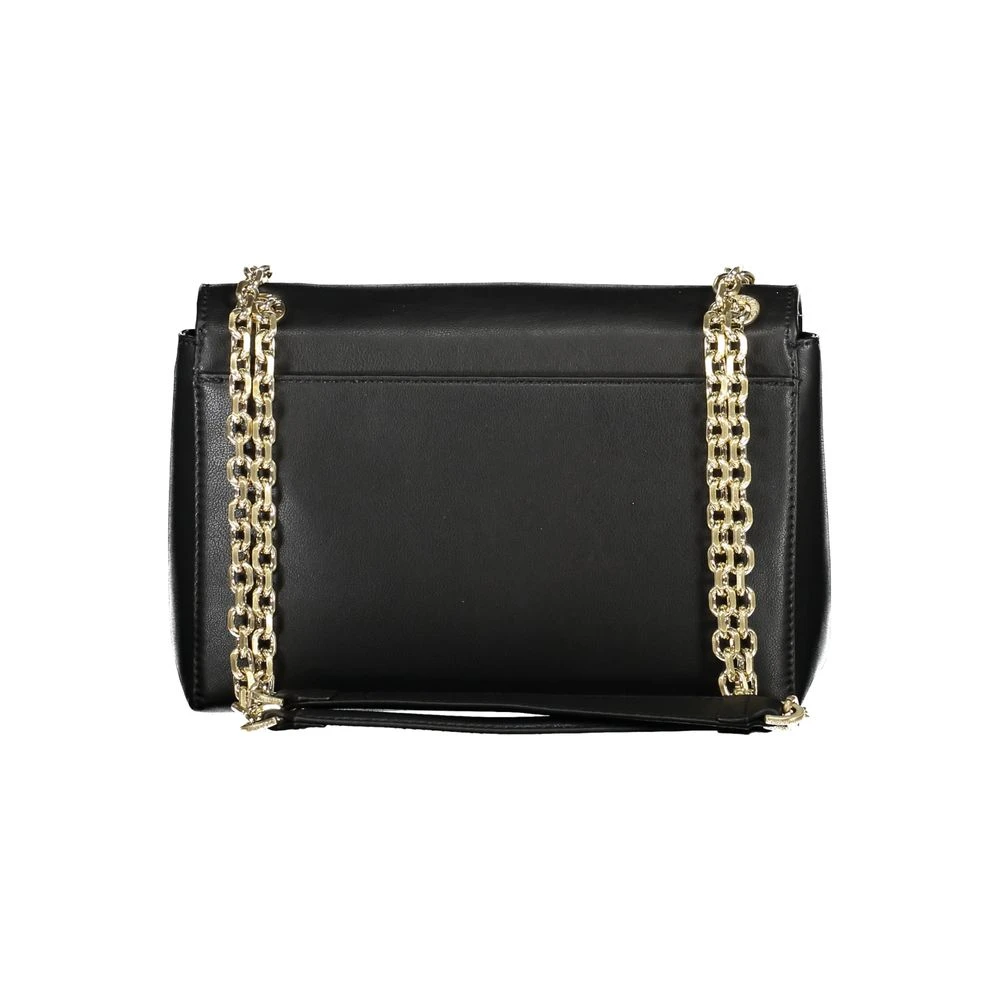 Calvin Klein Zwarte Polyester Schoudertas met Kettinghandvatten Black Dames