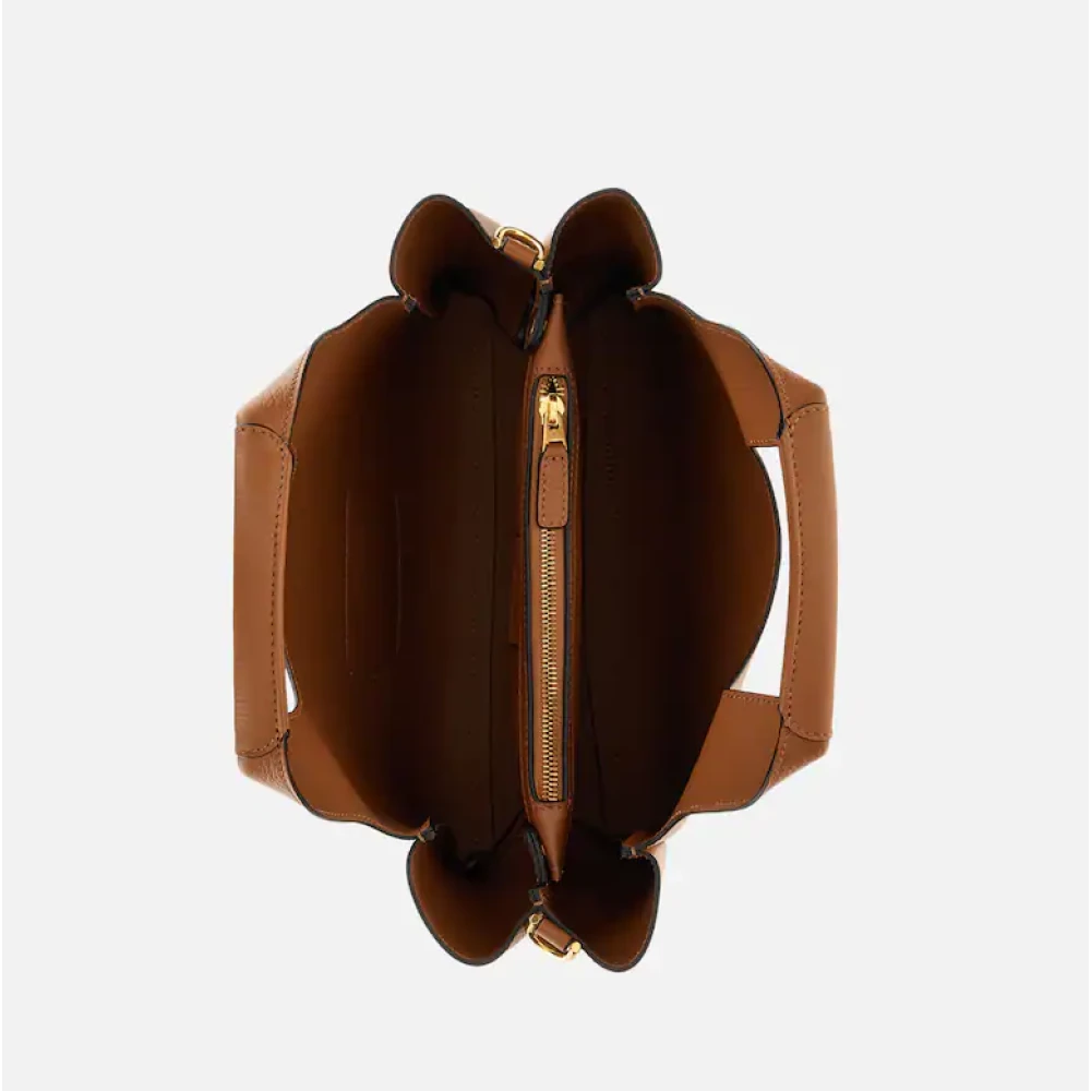 Hogan Gestructureerde leren shopper met Maxi H Brown Dames