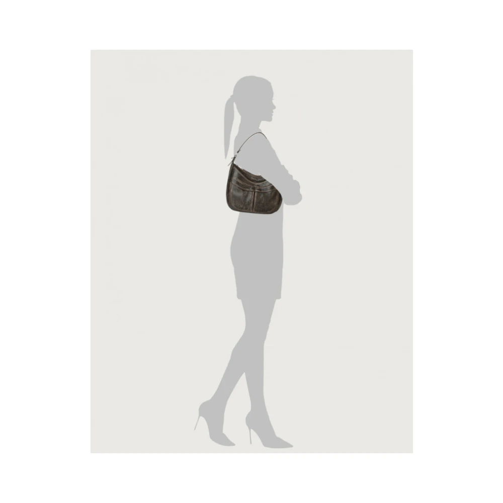 Orciani Medium Delavè Schoudertas met Band Brown Dames