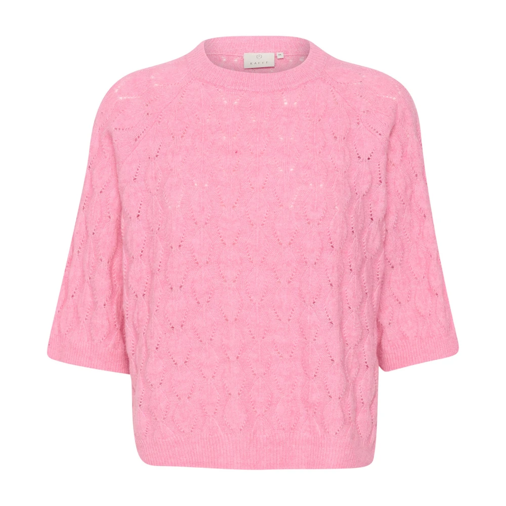 Kaffe Women's Pink Round-Neck Knitwear,, Rosebloom Melange Knit Pullover Jumper 2XL