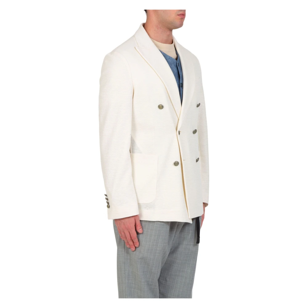Circolo 1901 Linnen Blend Double-Breast Blazer White Heren