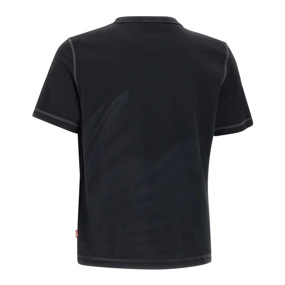 Diesel Zwart Katoenen T-shirt met Ronde Hals Black Heren