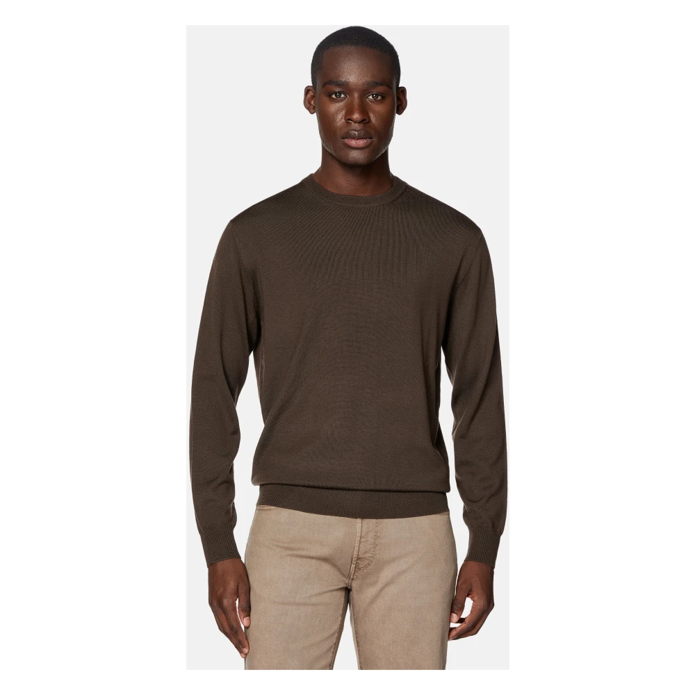 Boggi Milano Crew Neck Jumper Blue Heren