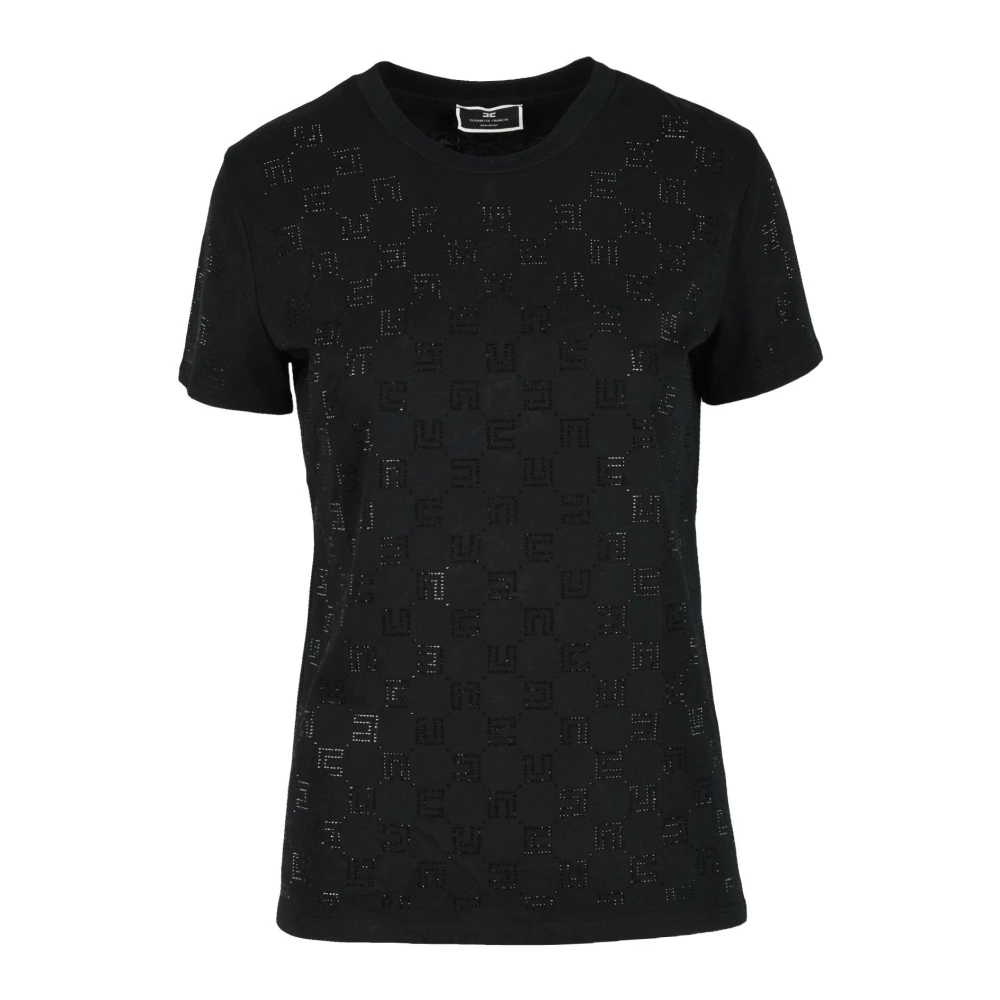 Elisabetta Franchi Katoenen T-shirt met uniek design Black Dames