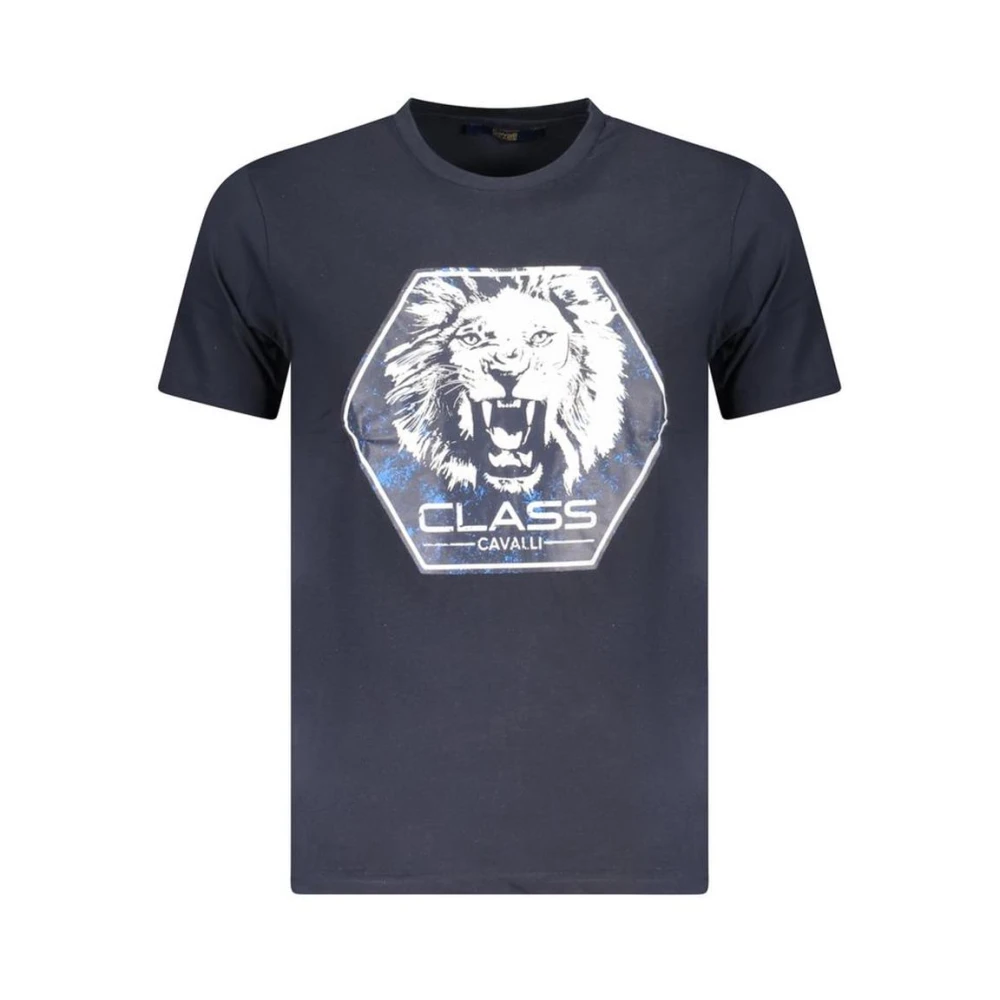 Cavalli Class Men's Blue Lion Graphic Tee