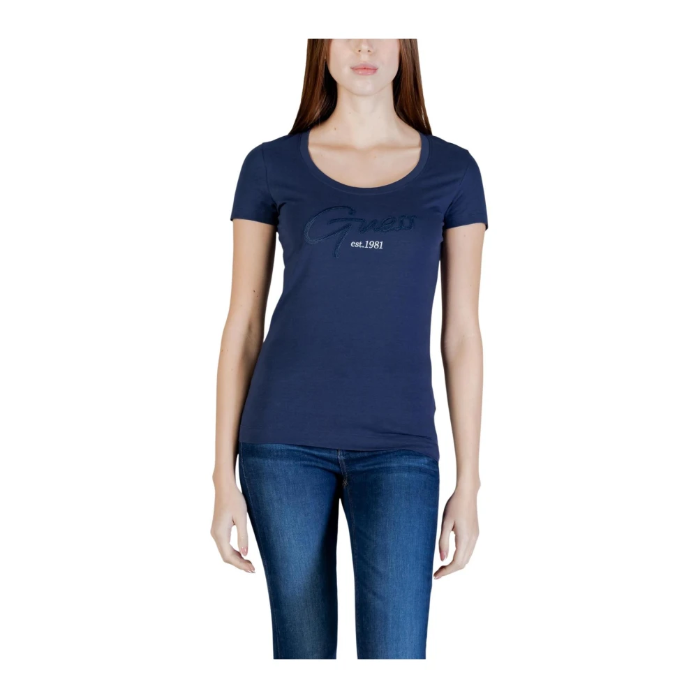 Guess Women's Blue Short Sleeve Round Neck T-Shirt