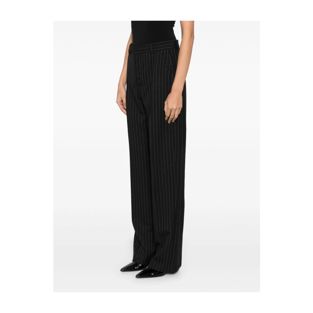 Wardrobe.nyc Zwart Pinstripe Straight Leg Broek Black Dames