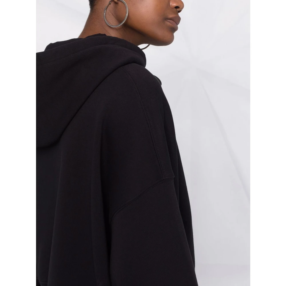 Msgm Zwart Logo Print Hoodie Black Dames
