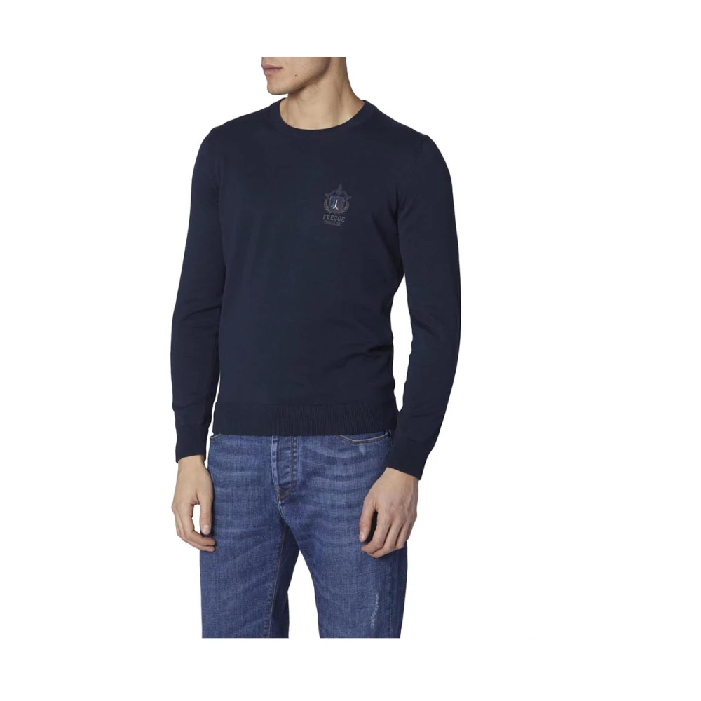 aeronautica militare Blauwe Sweater Sportief Modern Logo Geborduurd Blue Heren
