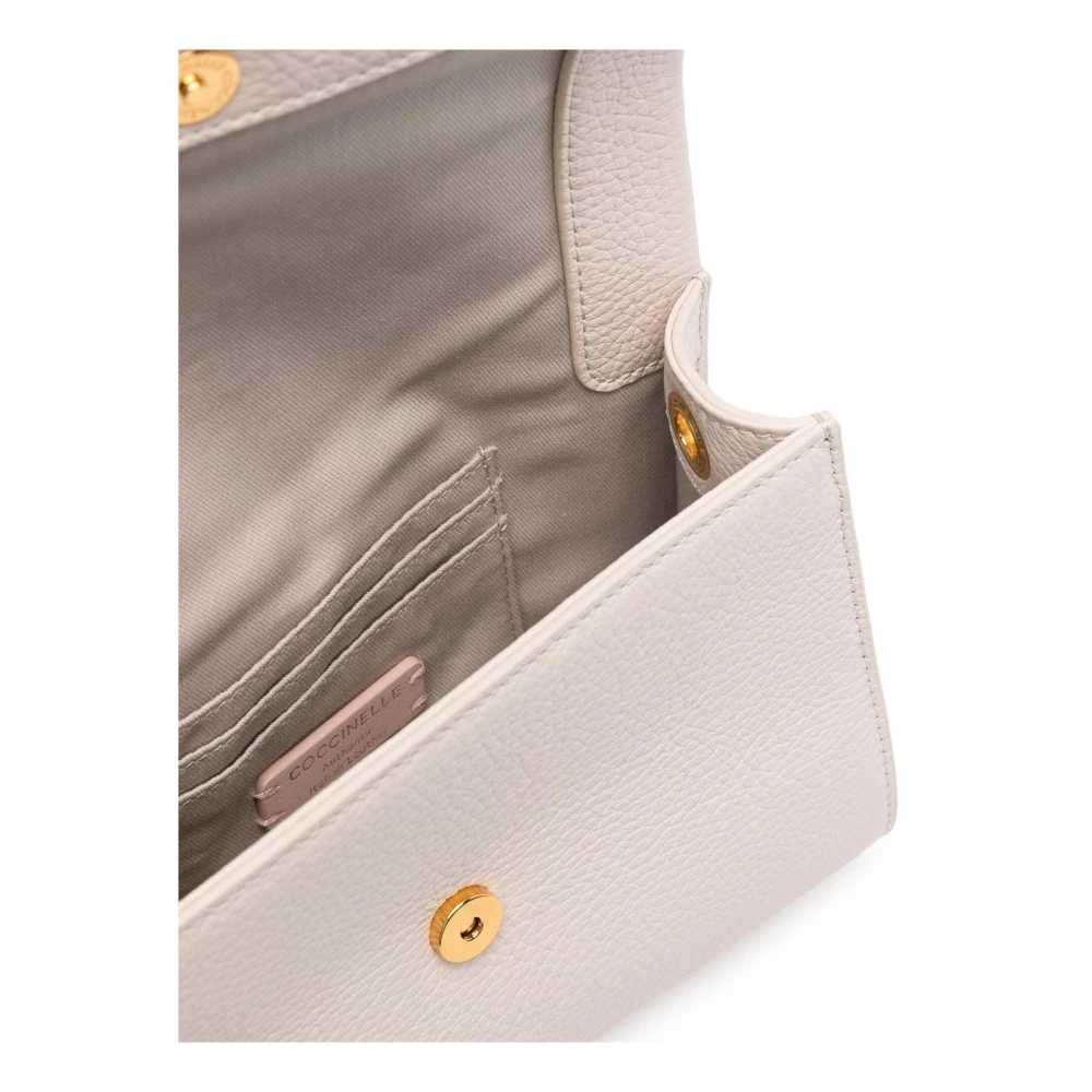 Coccinelle Leren Crossbody Tas Metalen Detail White Dames