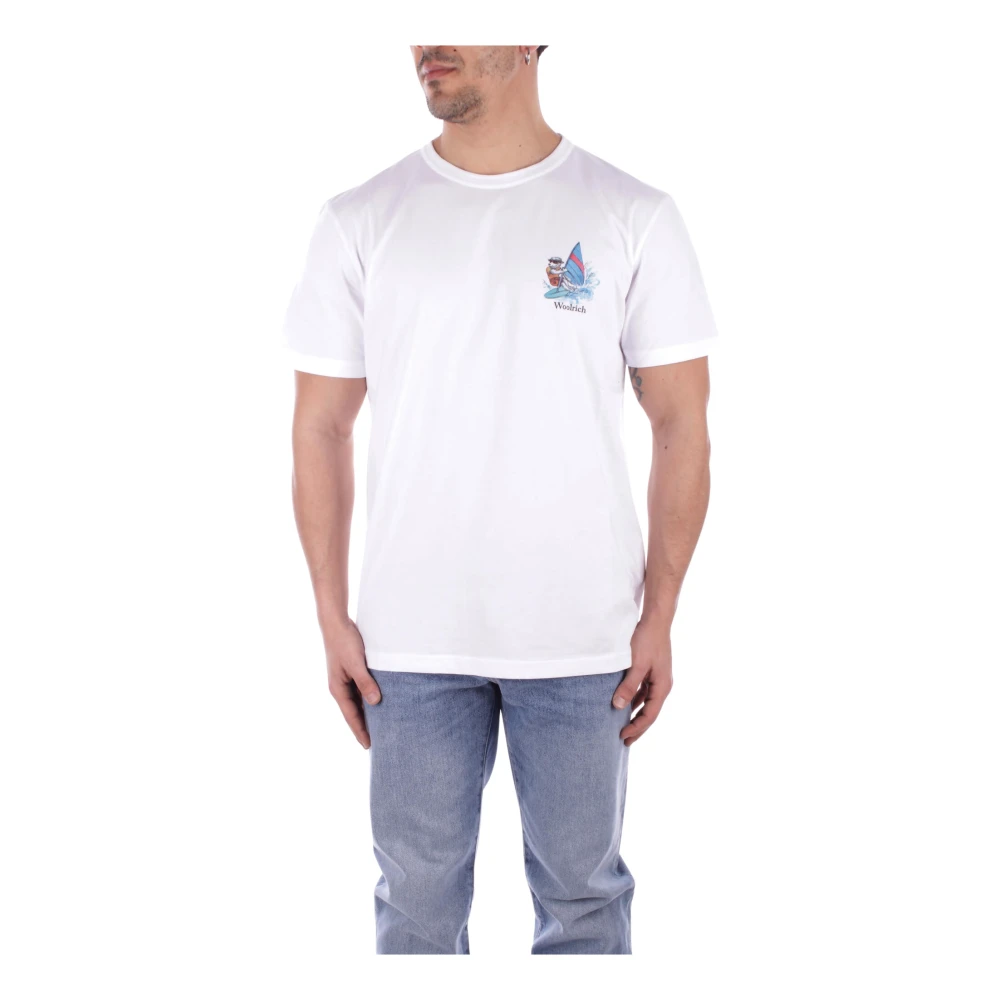 Woolrich Schaap Print Crew Neck Katoenen T-shirt White Heren