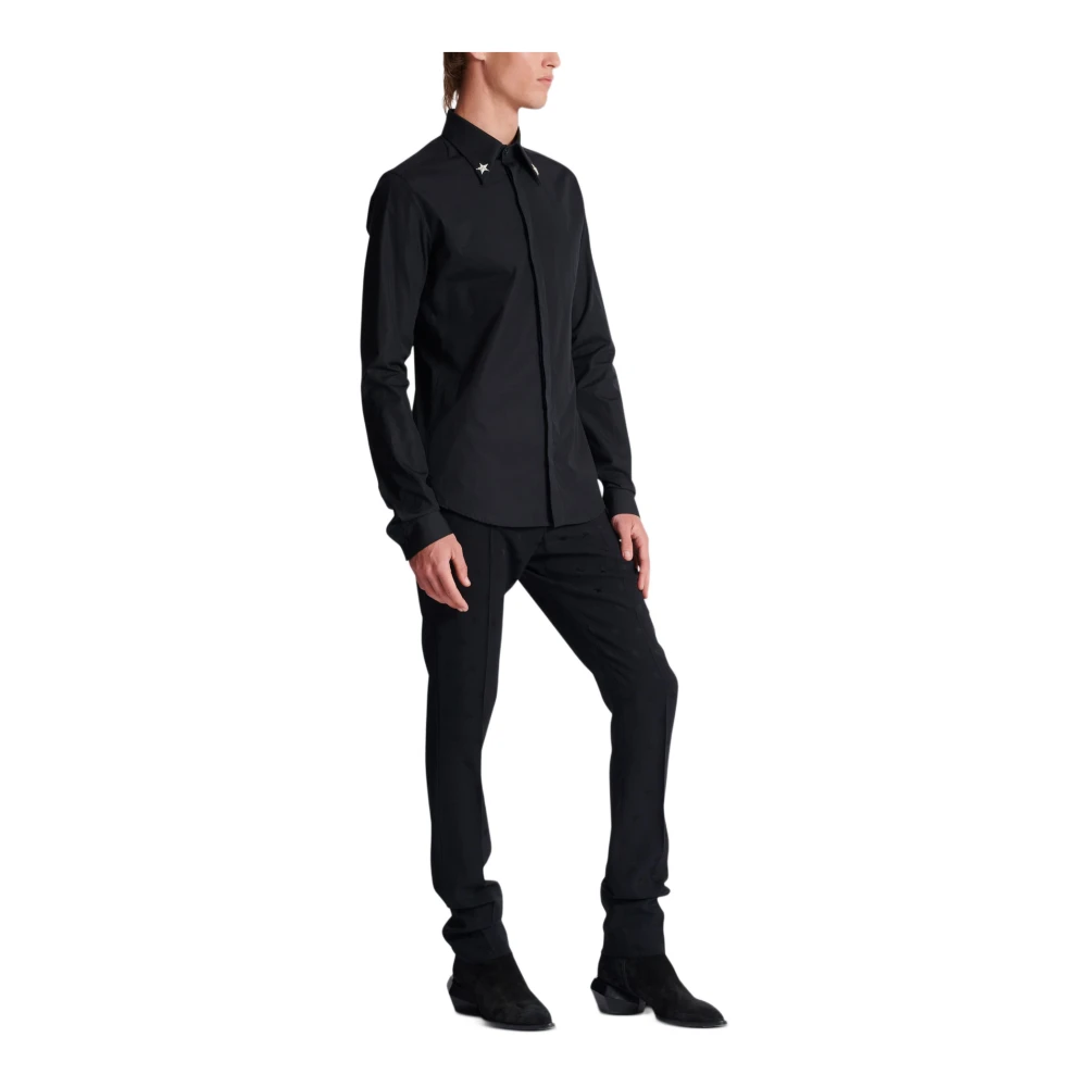 Balmain Geborduurde Ster Shirt Black Heren