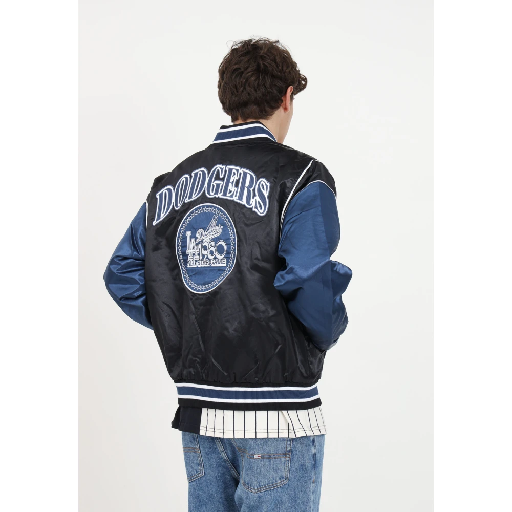 new era Satijnen blauw-zwarte jas met teamlogo Black Heren