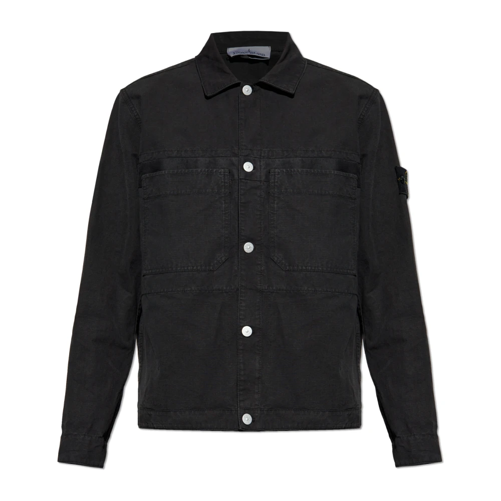 Stone Island Jas met logo Black Heren