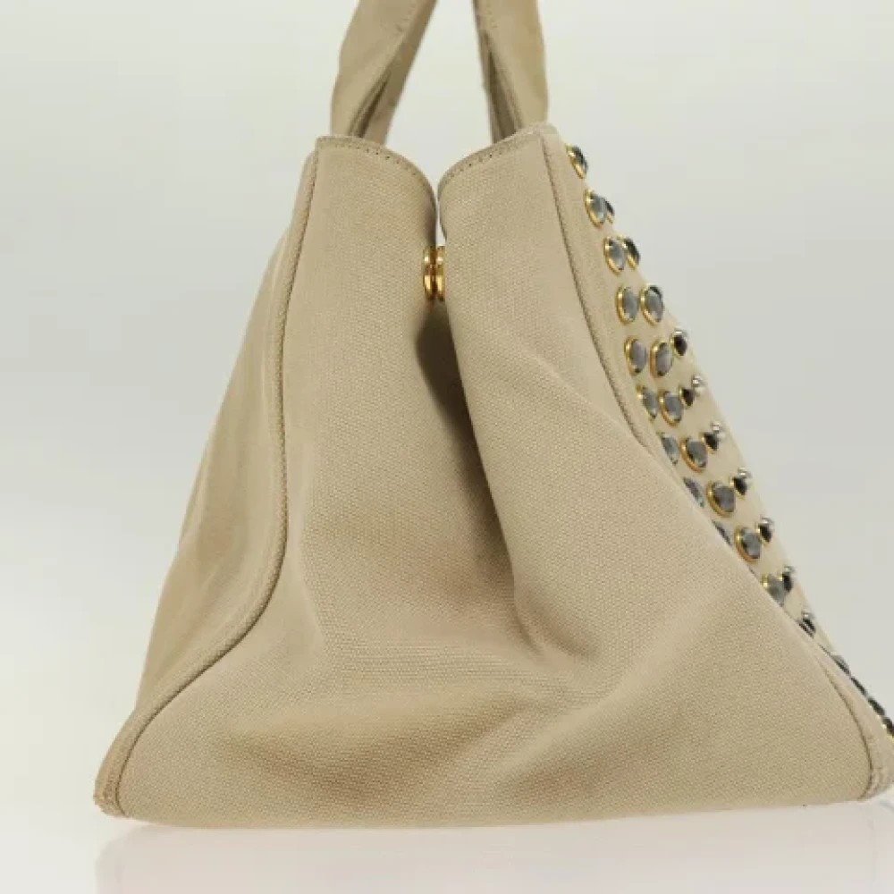 Prada Vintage Pre-owned Canvas handbags Beige Dames