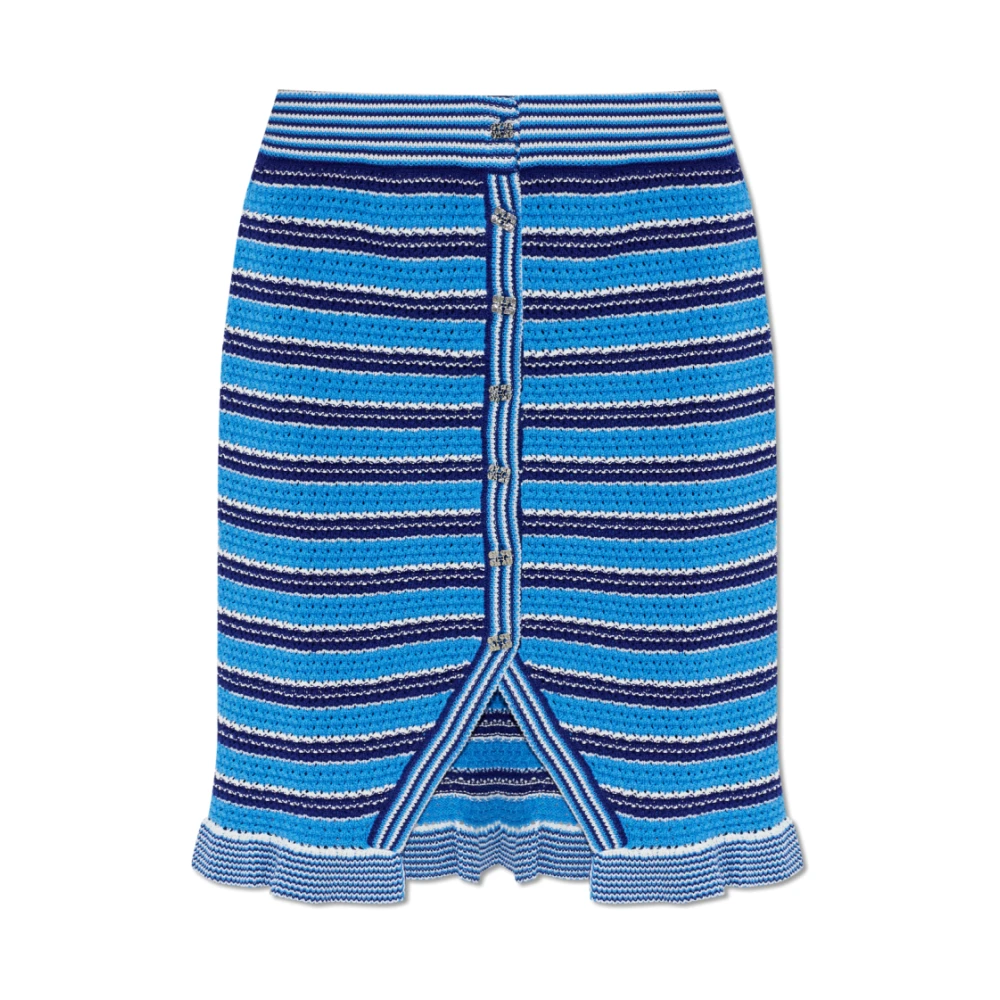 Ganni Women's Blue Ruffled Skirt - Short Skirts - Xs - Skirts