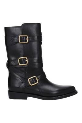 black-leather-flat-boots-vintage-style