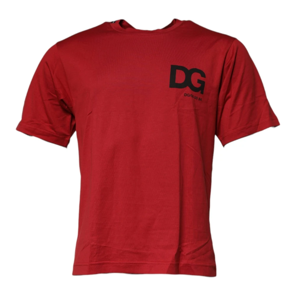Dolce & Gabbana Men's Red Logo Cotton Crew Neck T-Shirt - T-Shirts - S - Tops