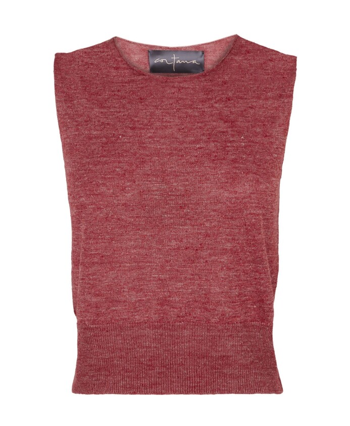 gilet-en-maille-de-lin-rouge-fonce