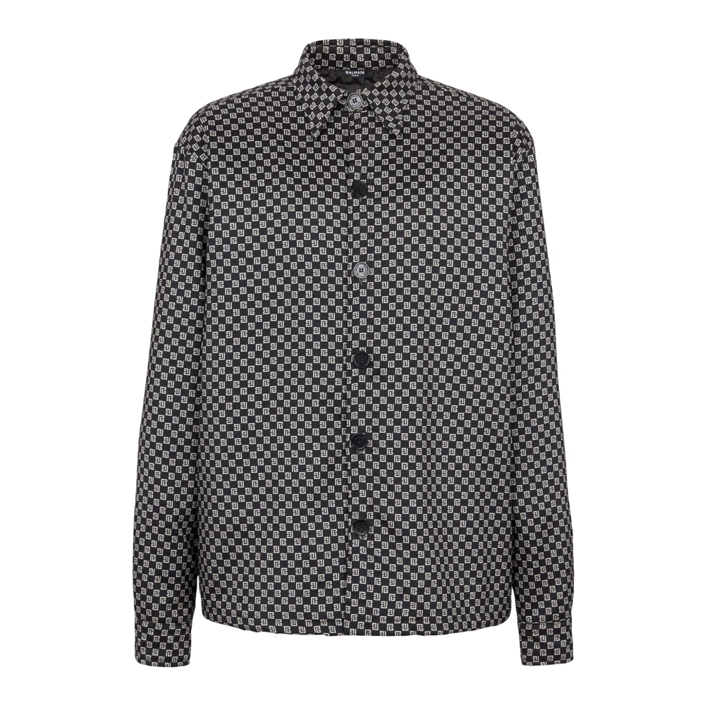 Balmain Monogram nylon overshirt Black, Herr